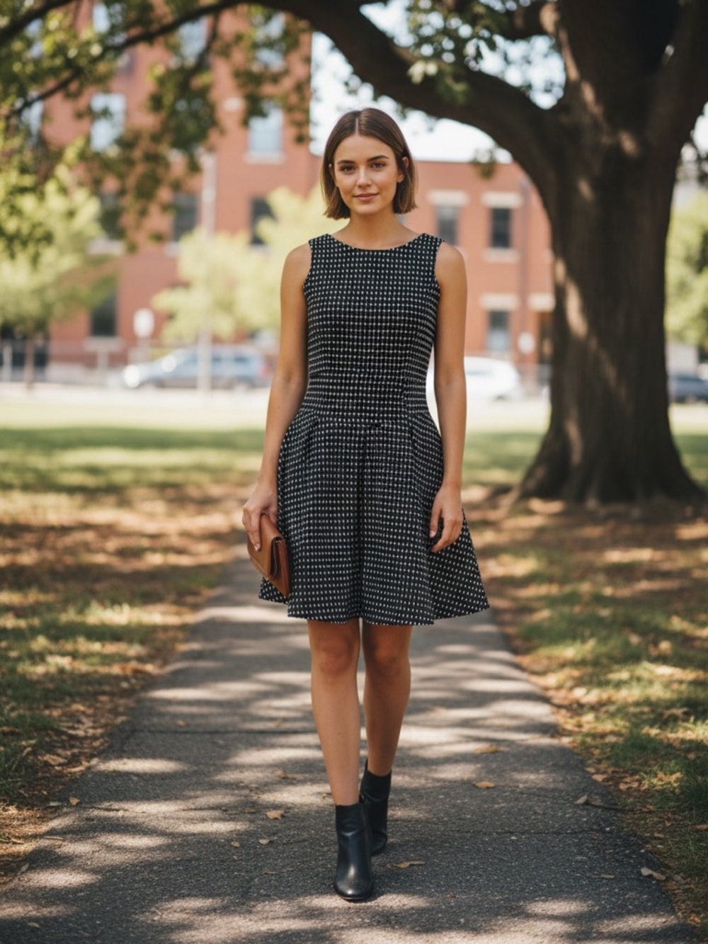 Milly Minis Black and White Sleeveless Fit-and-Flare Dress